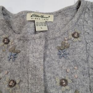 Embroidered Wool Gray Sweater